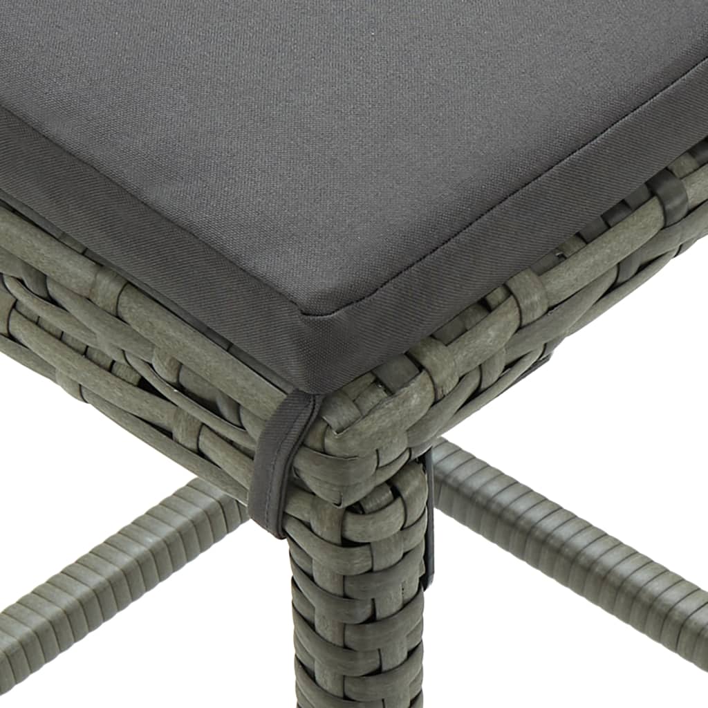 16 Piece Patio Bar Set with Cushions Poly Rattan Gray