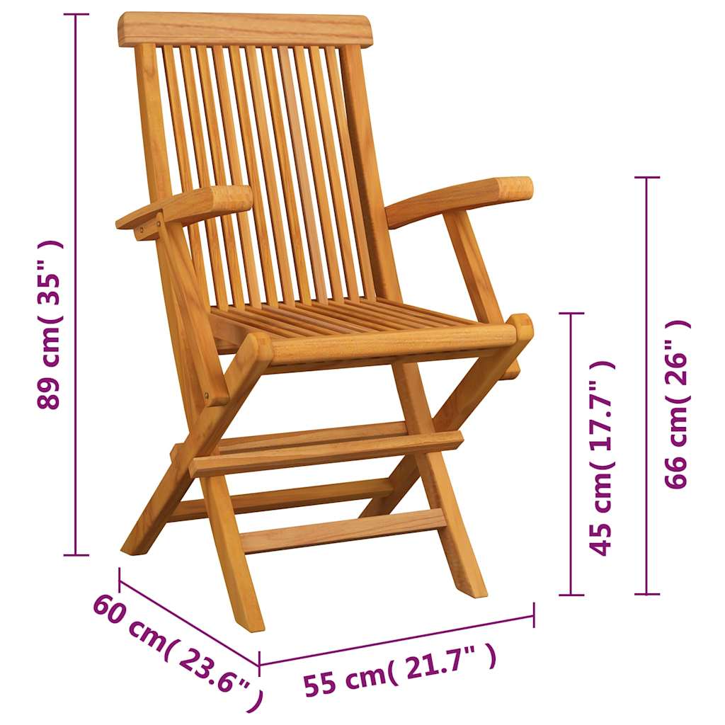 Folding Chairs 4 pcs Solid Teak Wood