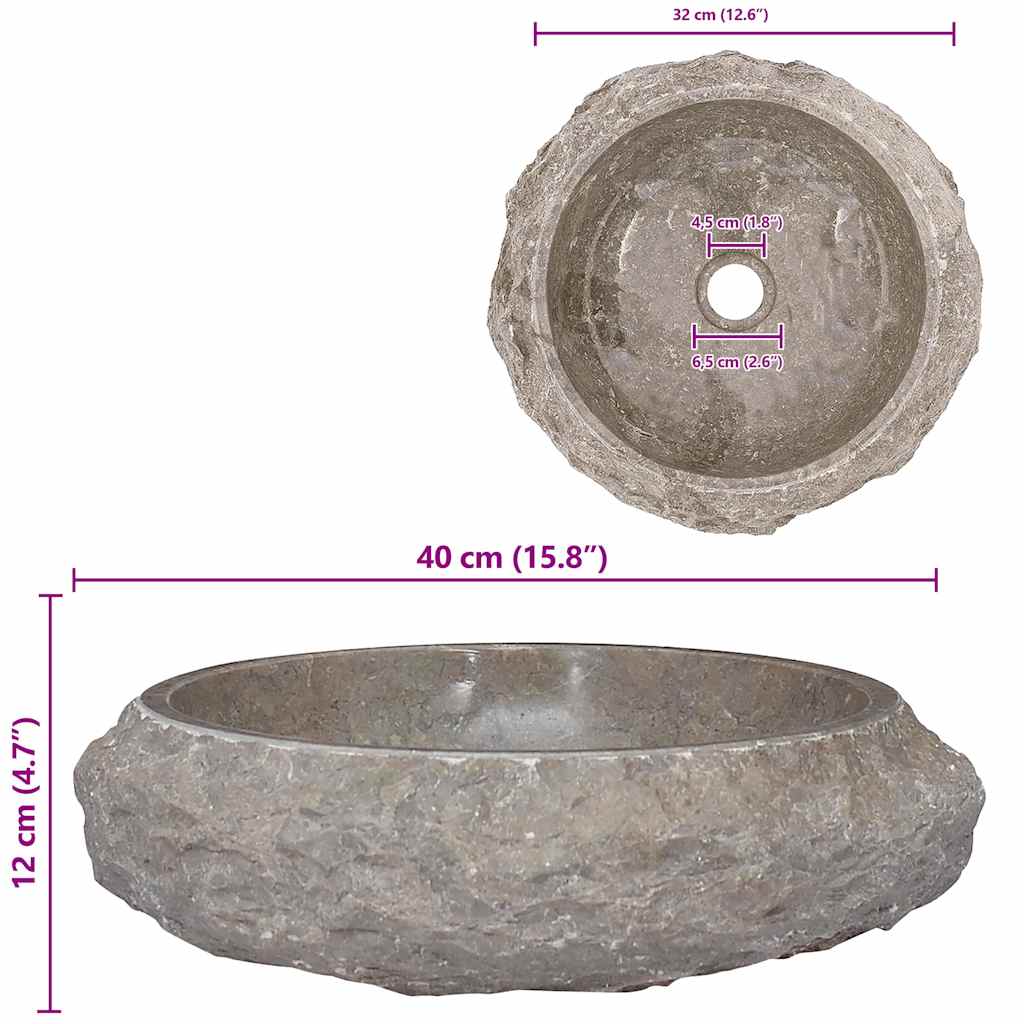Sink Grey Ø40x12 cm Marble