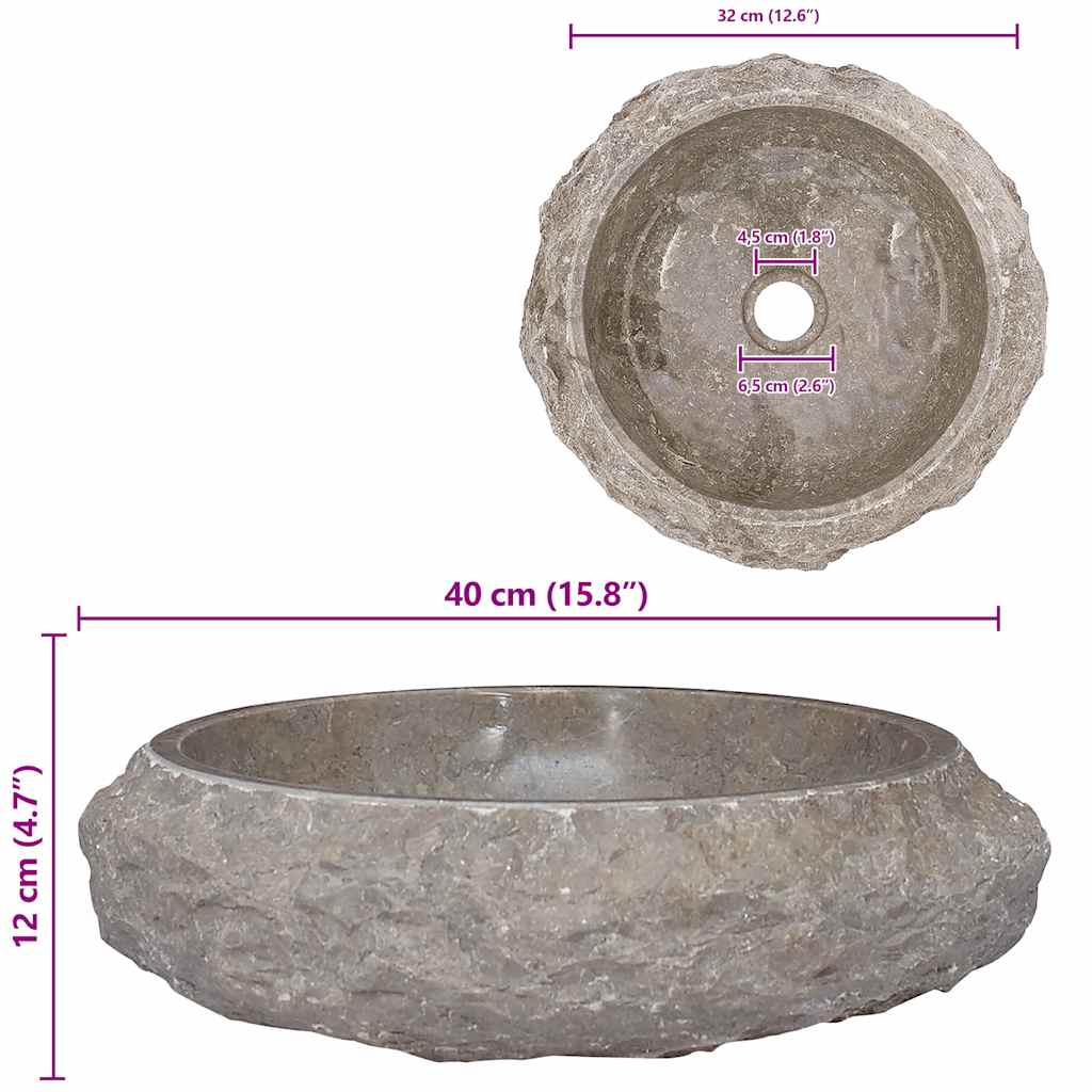 Sink Grey Ø40x12 cm Marble