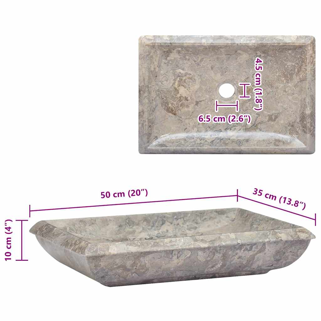 Sink Grey 50x35x10 cm Marble