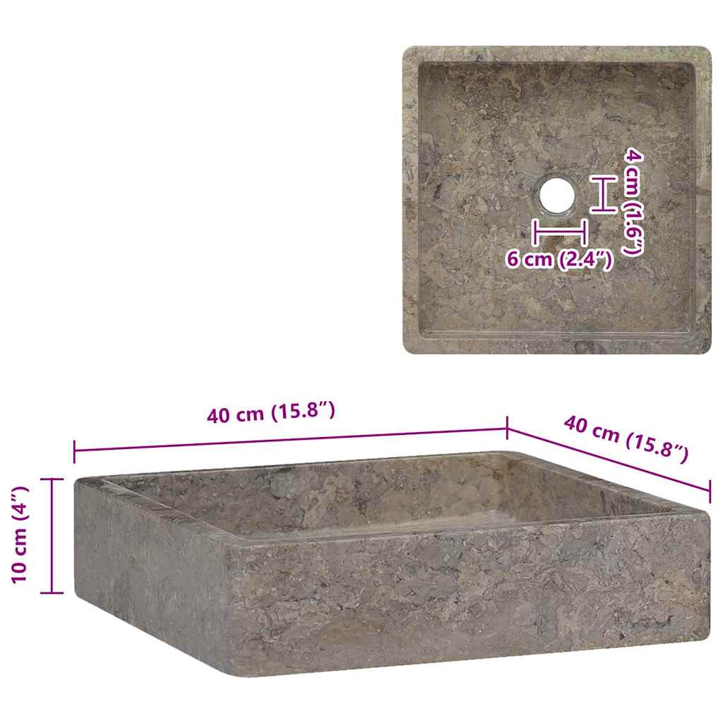 Sink Grey 40x40x10 cm Marble