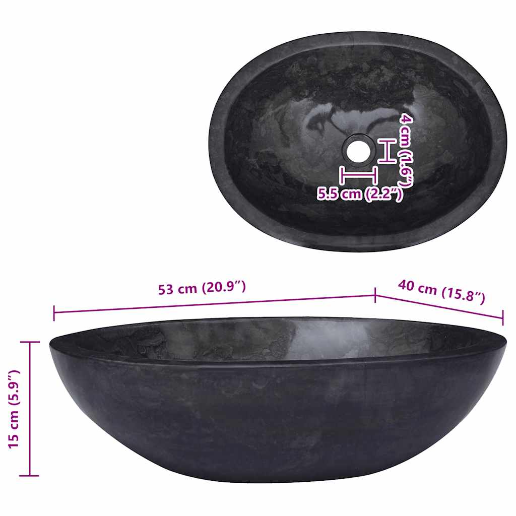 Sink Black 20.9"x15.7"x5.9" Marble