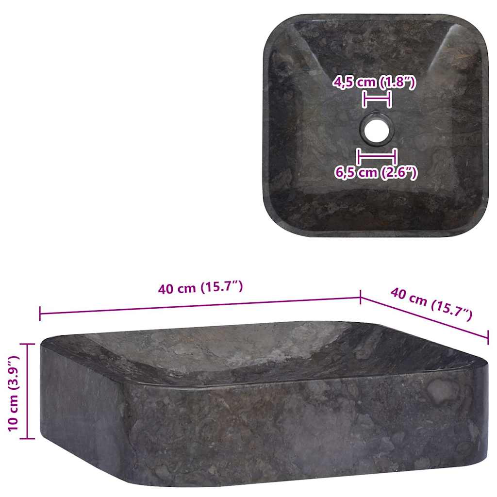 Sink Black 40x40x10 cm Marble
