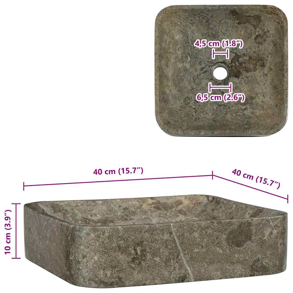 Sink Grey 40x40x10 cm Marble