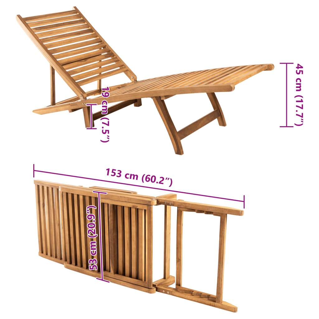 Sun Lounger | Teak | Teak Wood | Large | Foldable | Sun Lounger