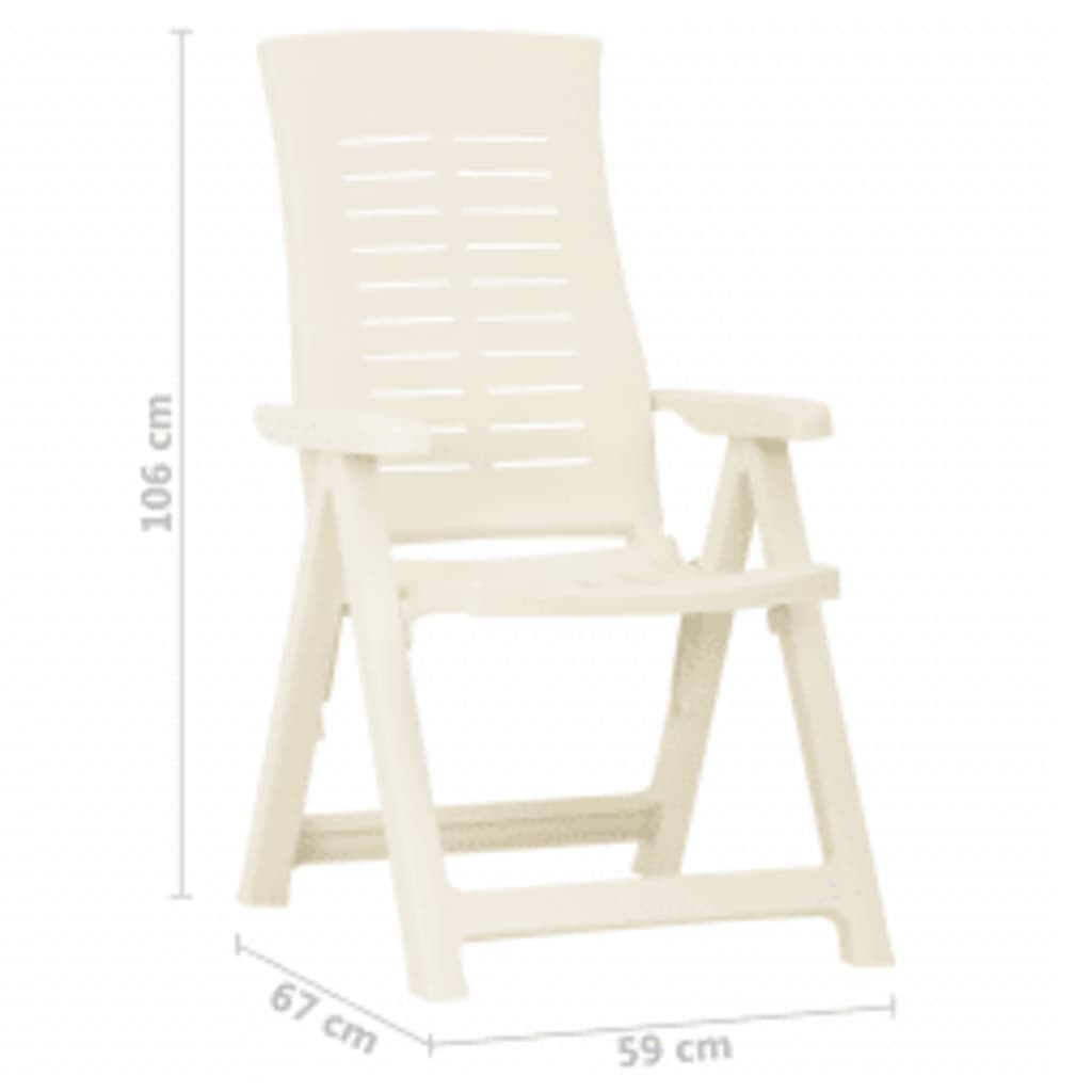 Reclining Folding Chairs 2 pcs Plastic White