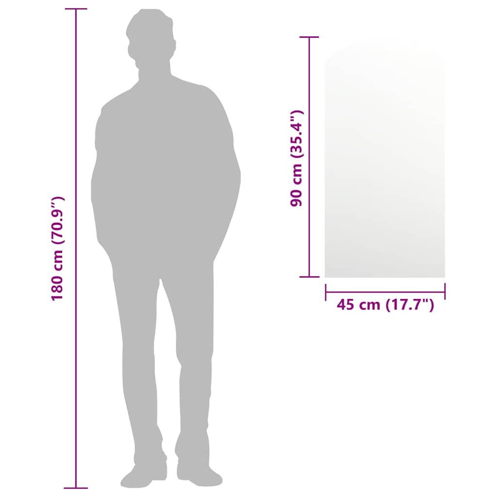 Mirror | Transparent | Glass | 90 x 45 cm | Modern | Rectangular