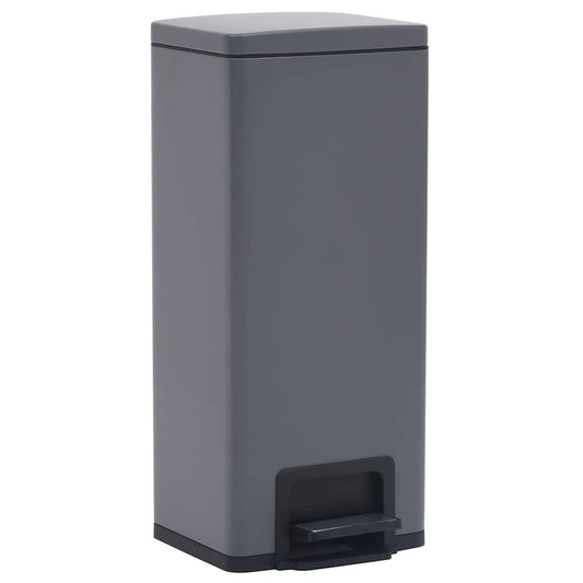 Dustbin with Pedal Anti-fingerprint 30L Grey Stainless Steel