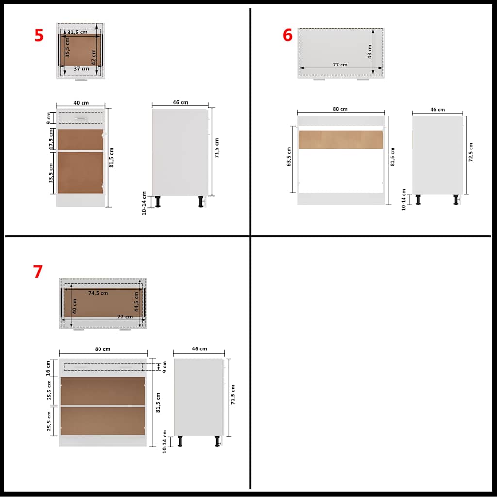 Kitchen Cabinet Set | White | Engineered wood, Glass | Large