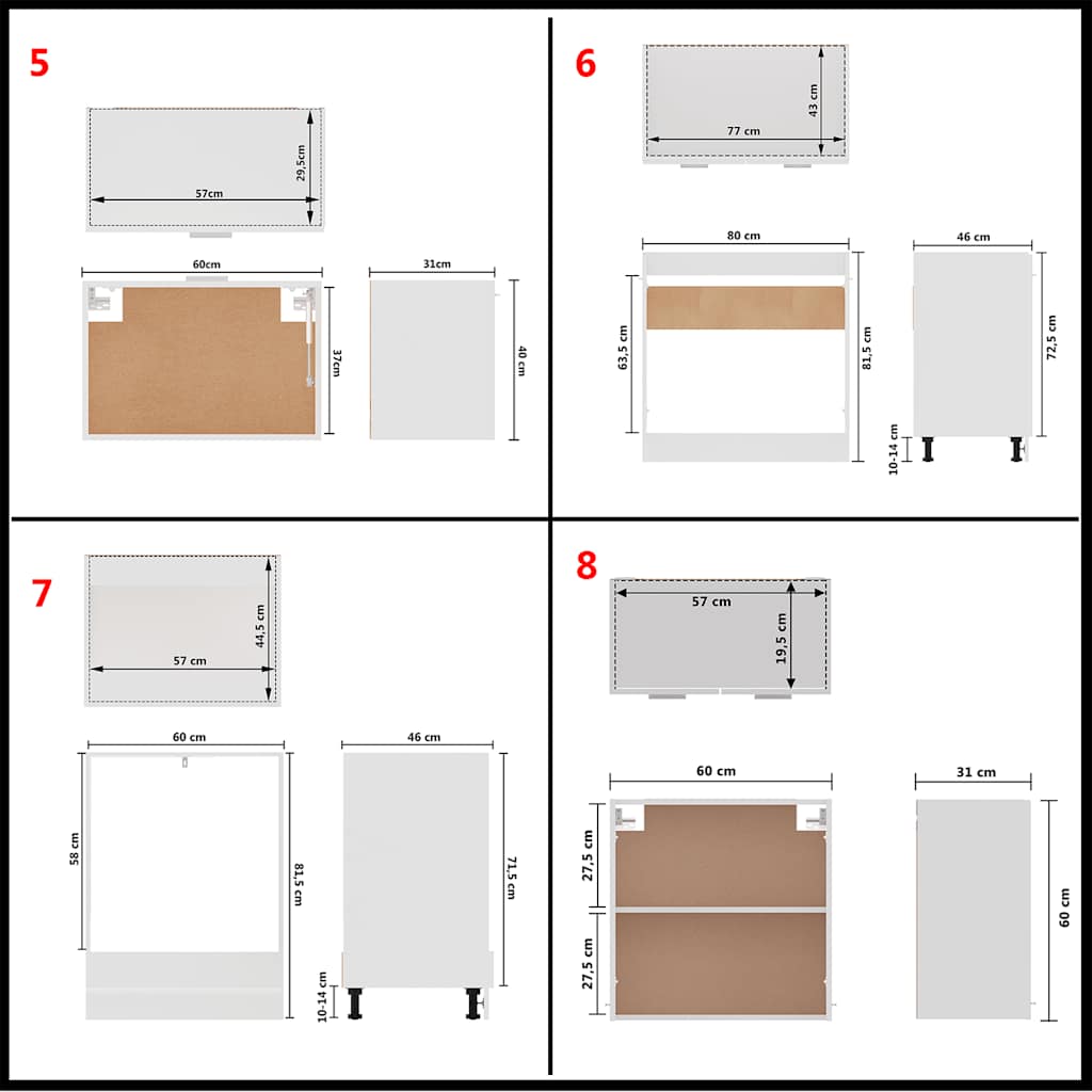 8 Piece Kitchen Cabinet Set Lyon White Engineered Wood