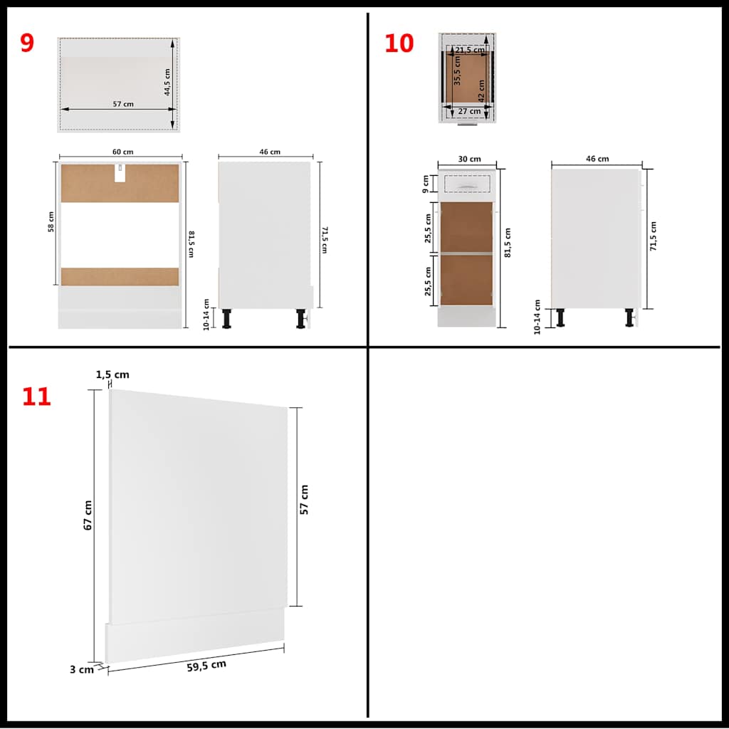 Kitchen Cabinet Set | White | Engineered wood, glass | Medium