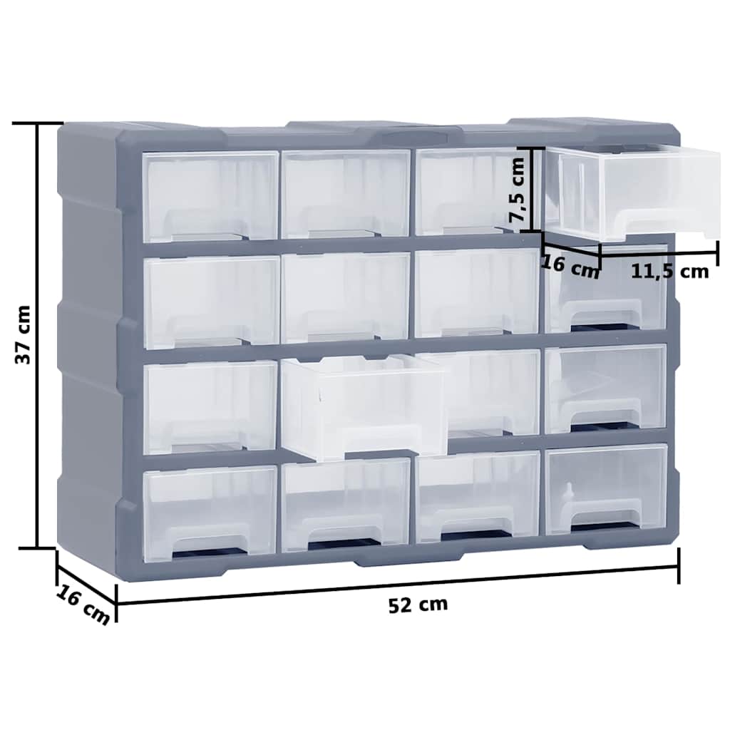 Multi-drawer Organiser with 16 Middle Drawers 52x16x37 cm