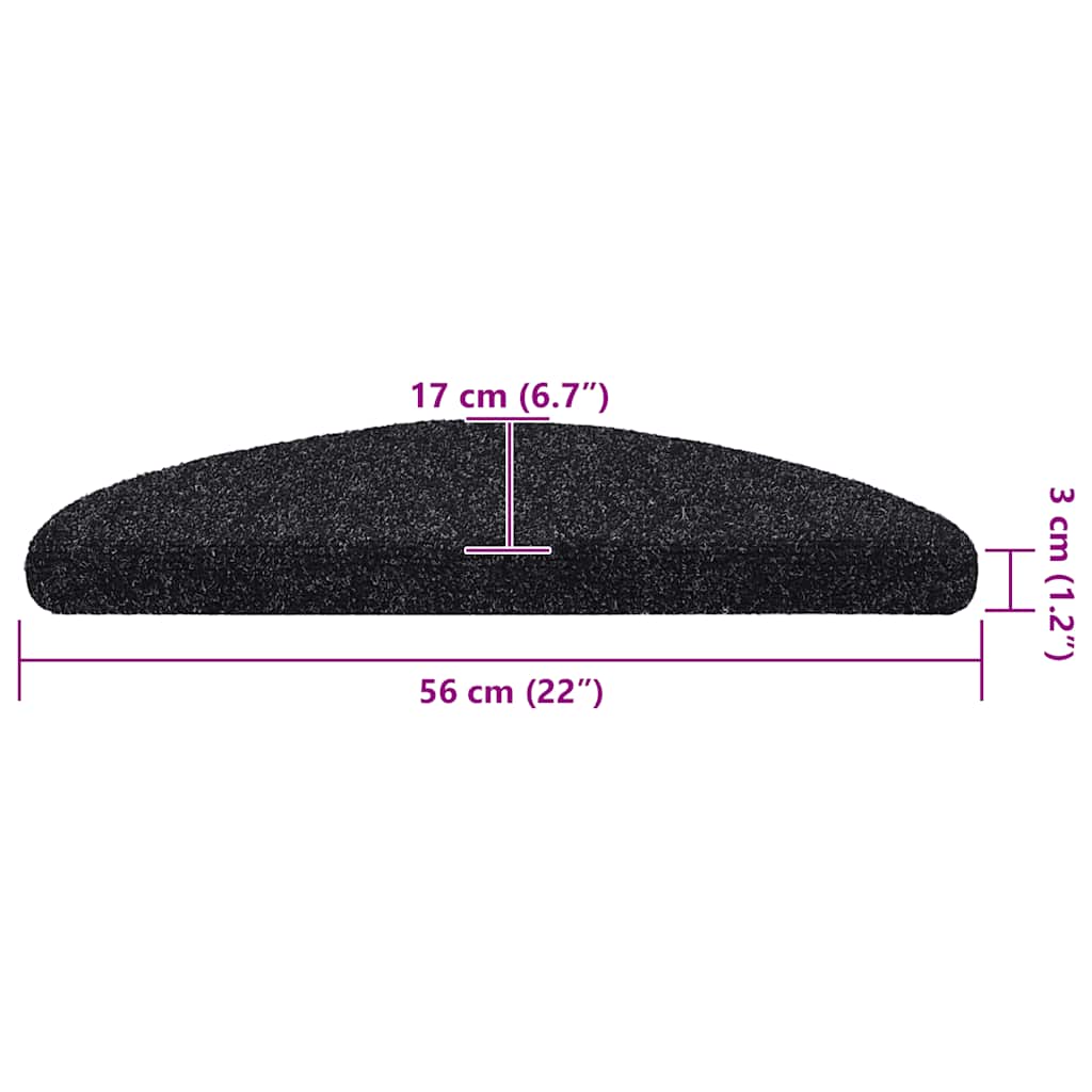 Stair Mat | Set of 10 | Black | Needle-punched fabric | 56x17x3 cm