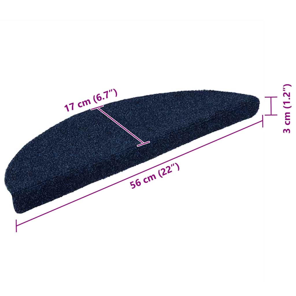 Stair Mat | Set of 10 | Navy | 100% Polypropylene (PP) | 56 x 17 x 3 cm