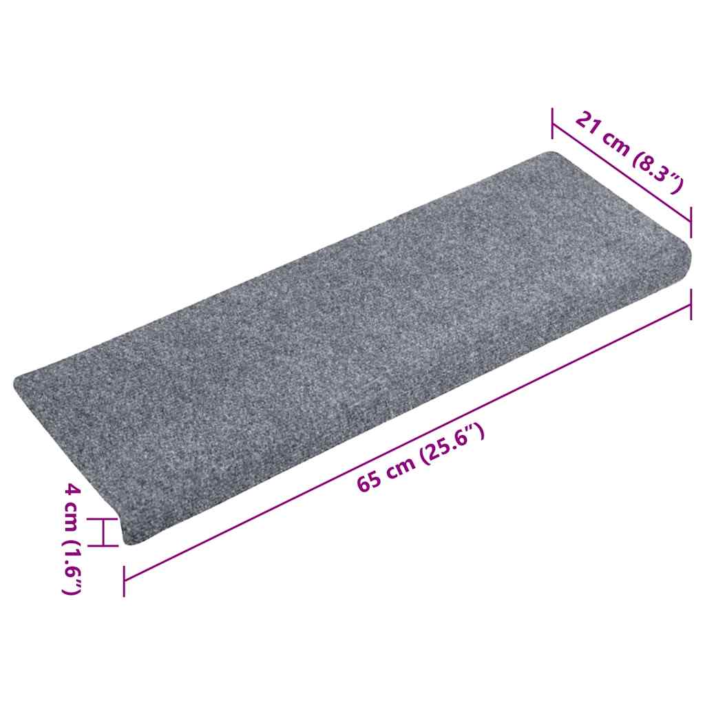 Carpet Stair Tread | Set of 10 | Light Grey | 100% Polypropylene