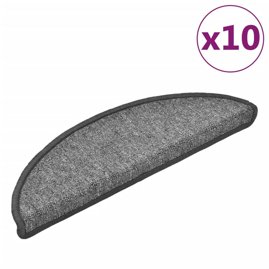 Stair mats 10 pcs 56 x 17 x 3 cm Non-Slip Dark Grey
