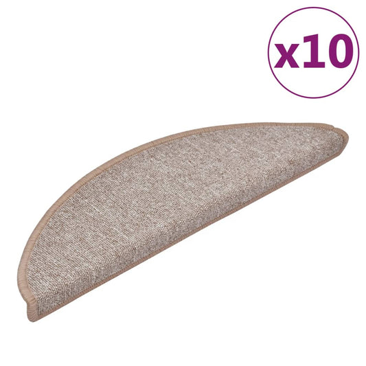 Stair mats 10 pcs 56 x 17 x 3 cm Non-Slip Light Brown