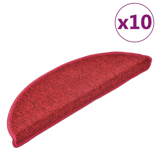 Stair mats 10 pcs 56 x 17 x 3 cm Non-Slip Red