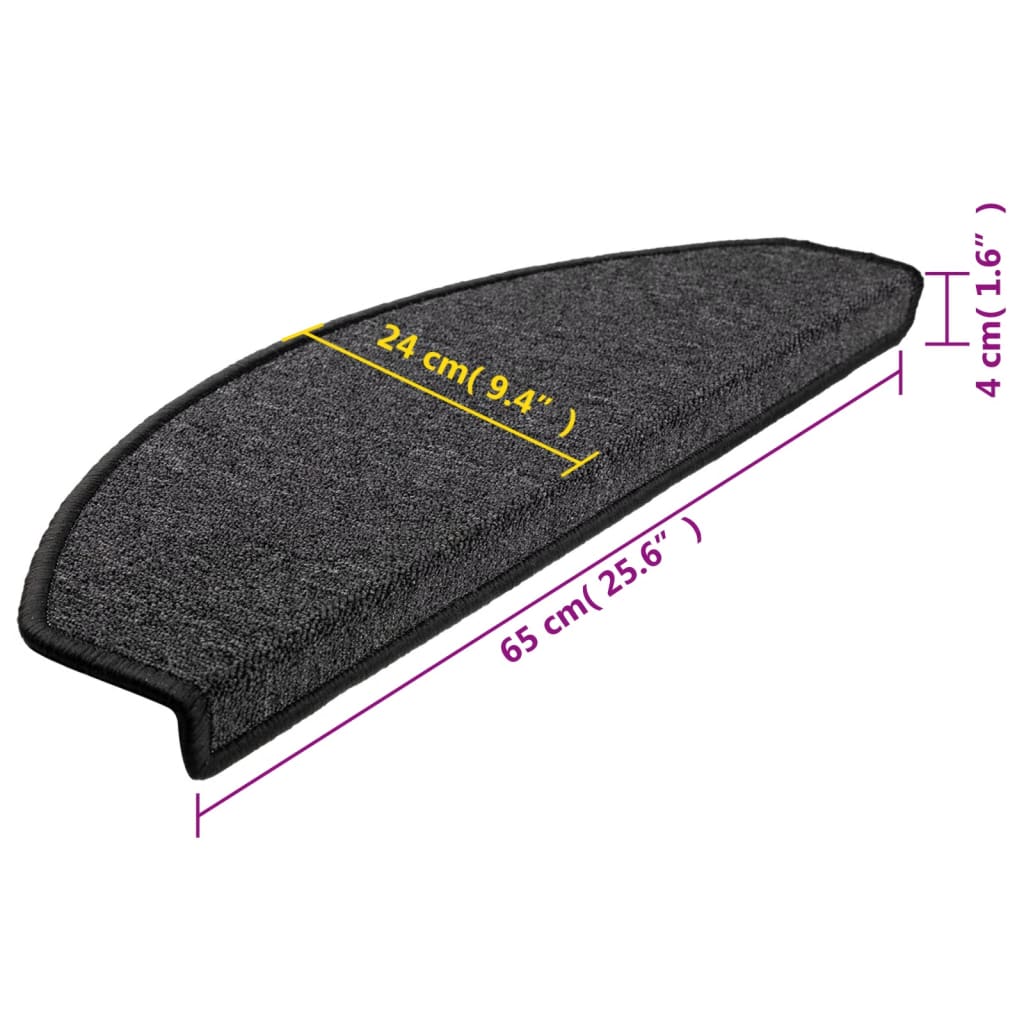 Stair mats 10 pcs 65 x 24 x 4 cm Non-Slip Anthracite