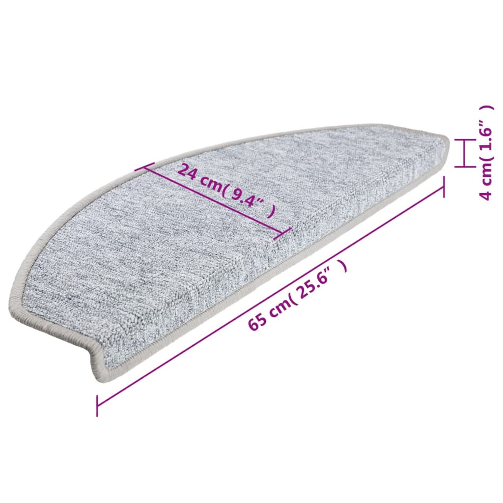Stair mats 10 pcs 65 x 24 x 4 cm Light Grey