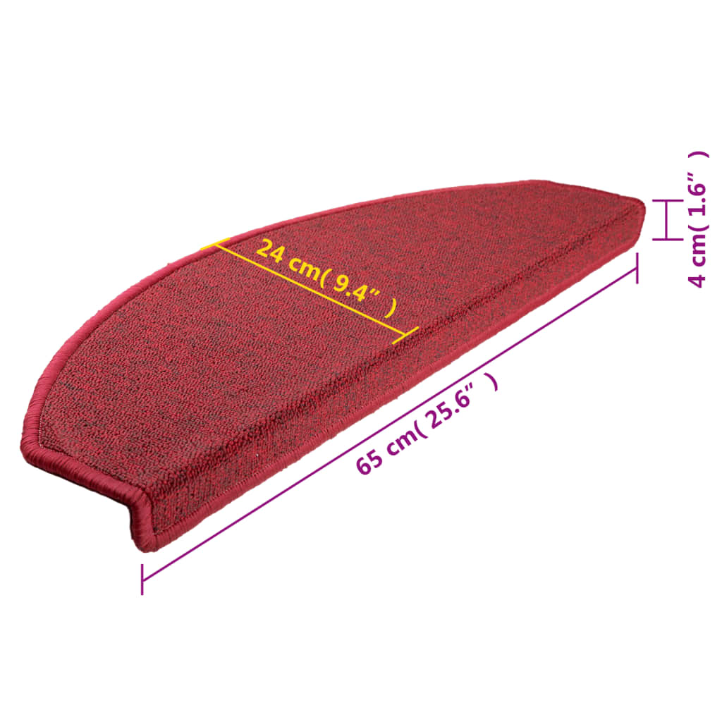 Stair mats 10 pcs 65 x 24 x 4 cm Non-Slip Red