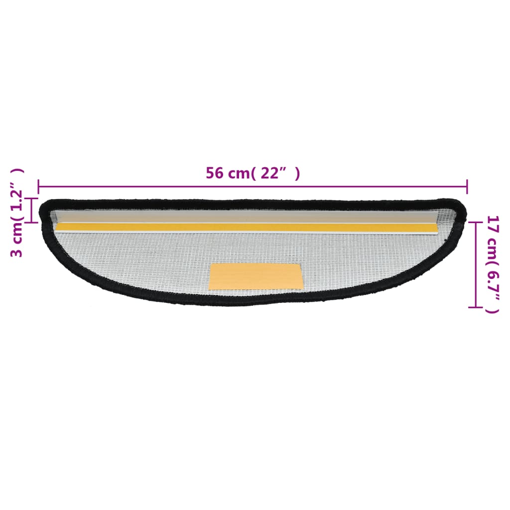 Stair Mats 10 pcs 56x17x3 cm Black Half Round