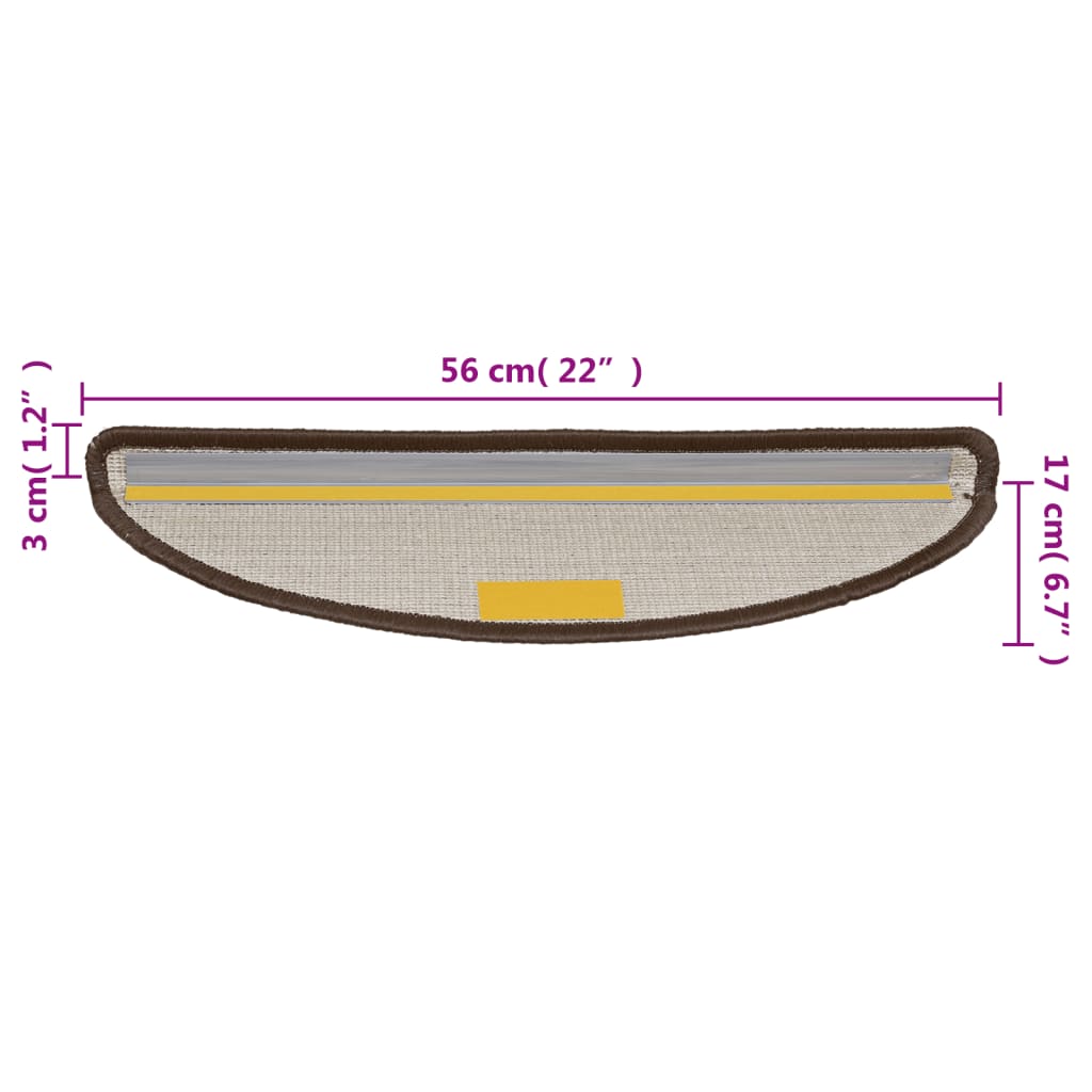 Stair Mats 10 pcs 56x17x3 cm Brown Half Round