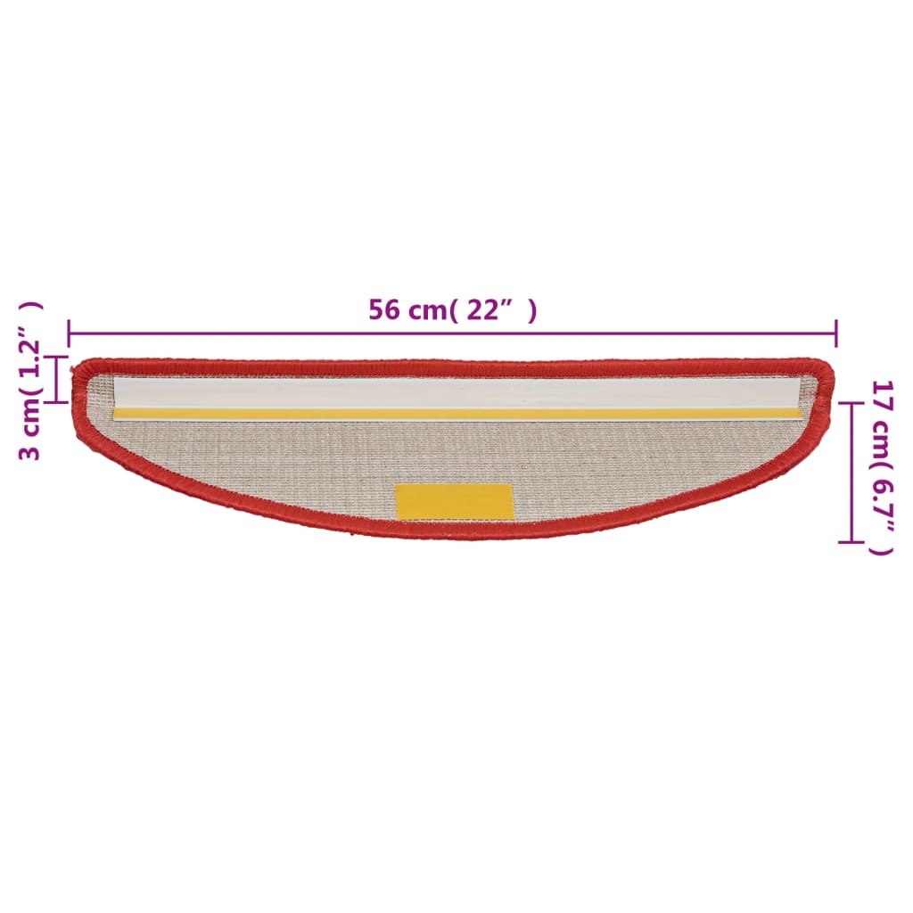 Stair Mats 10 pcs 56x17x3 cm Red Half Round