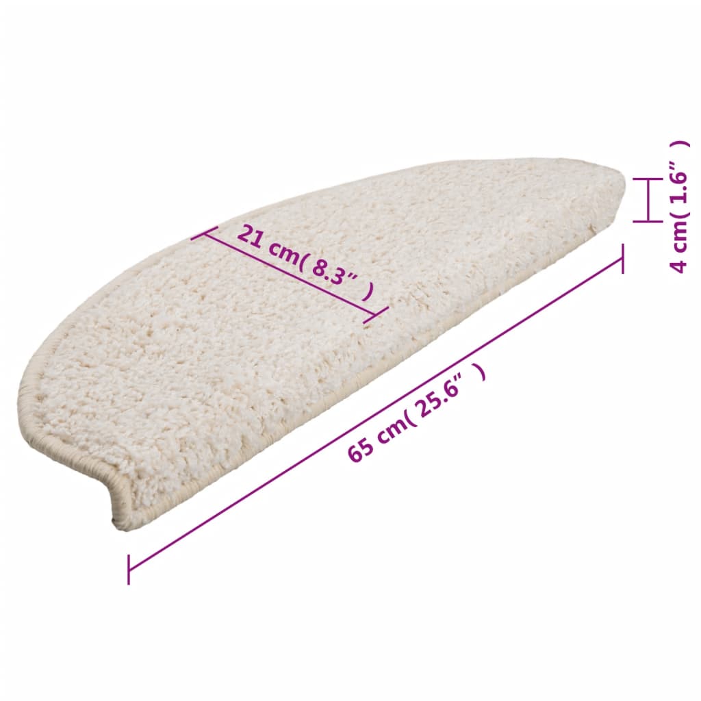 Stair Mats 10 pcs 65x21x4 cm White Half Round Large