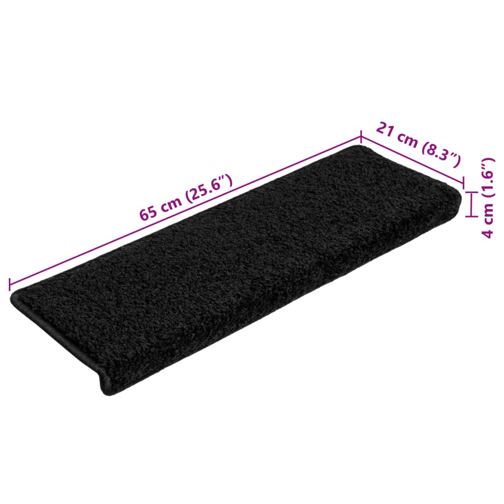 Stair Mat | Set of 10 | Black | Needle-punched fabric | 65x21x4 cm