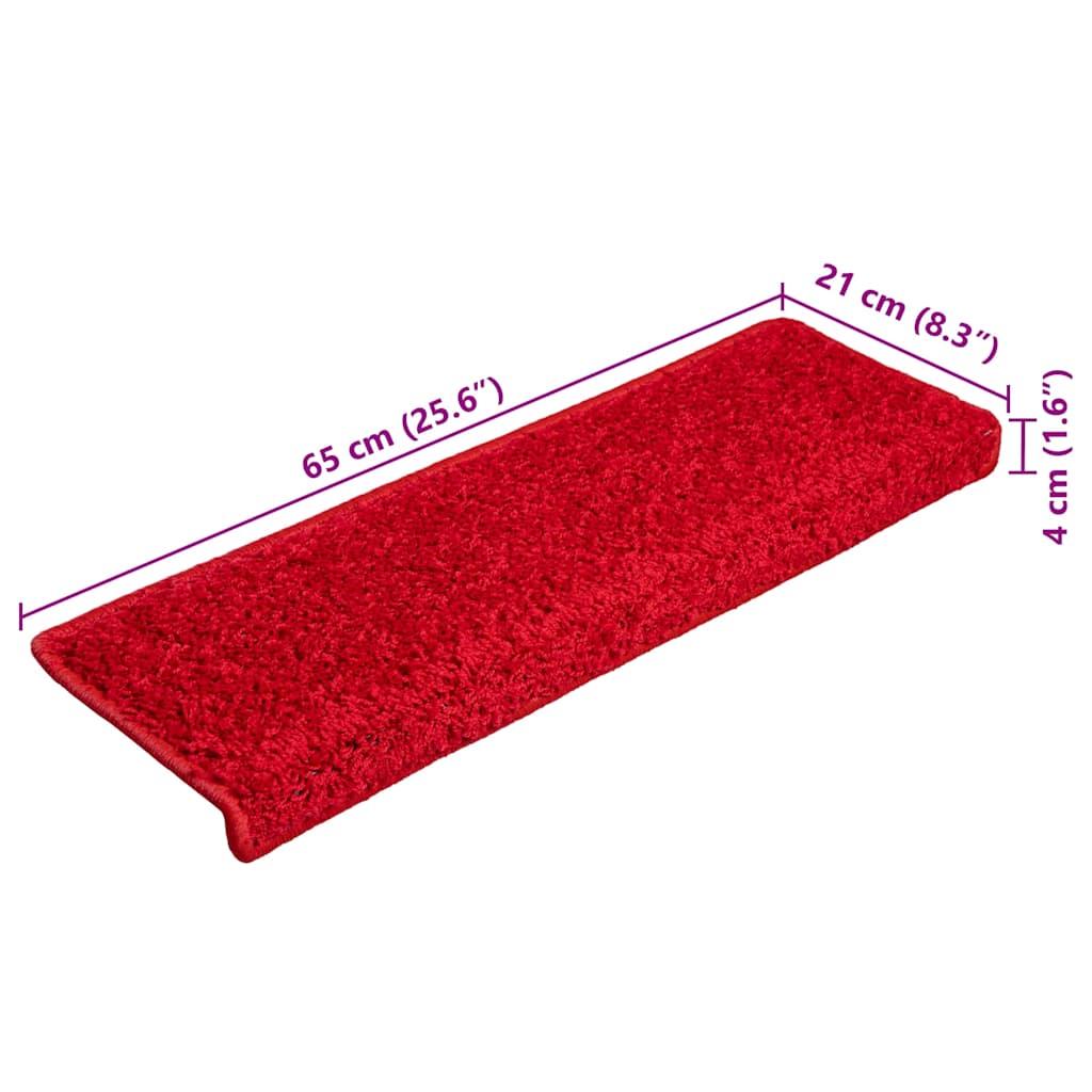Stair Mat | Set of 10 | Red | Needle-punched fabric (100% polypropylene)