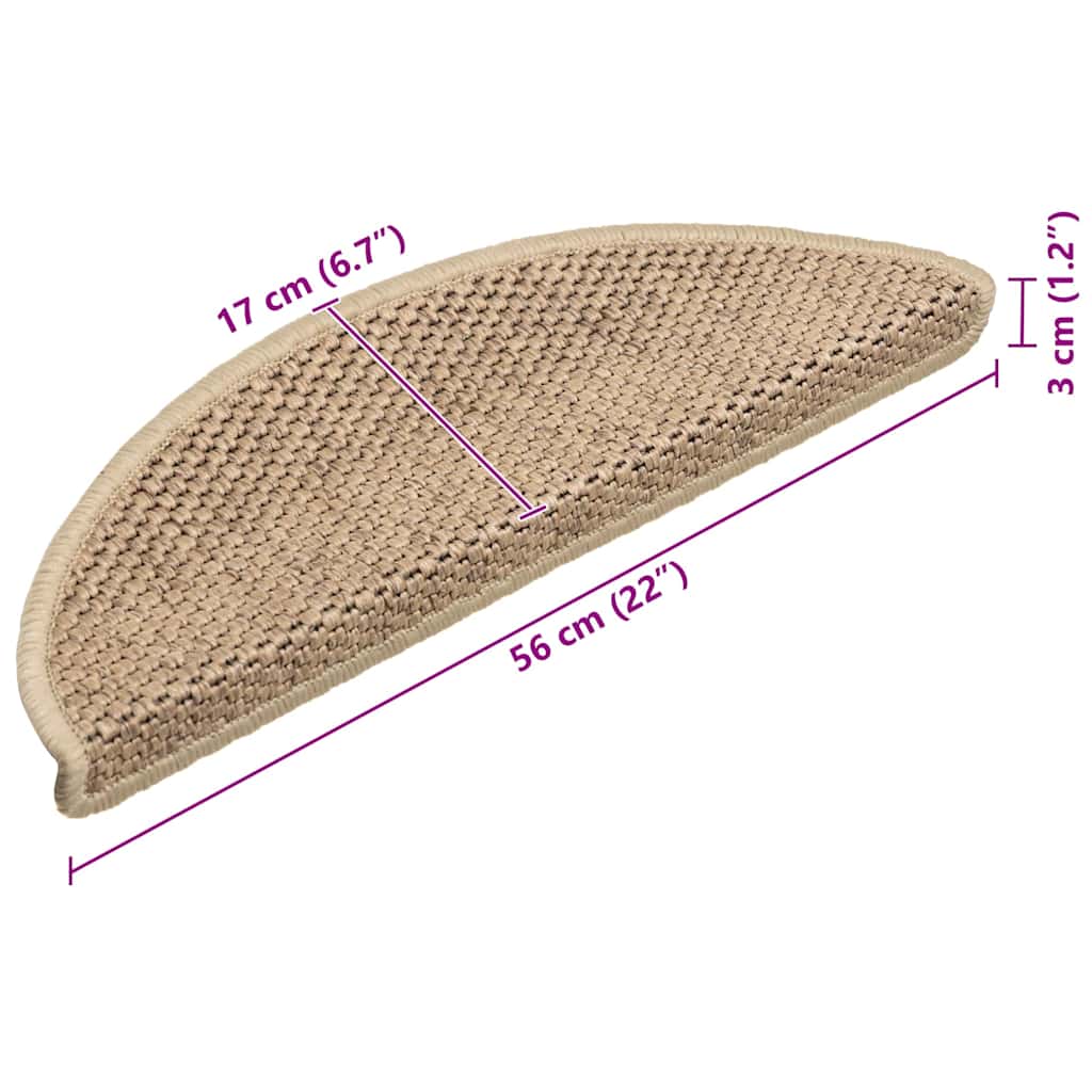 Stair Mat | Set of 15 | Sand | 89% Polypropylene, 5% Polyester, 6% Cotton