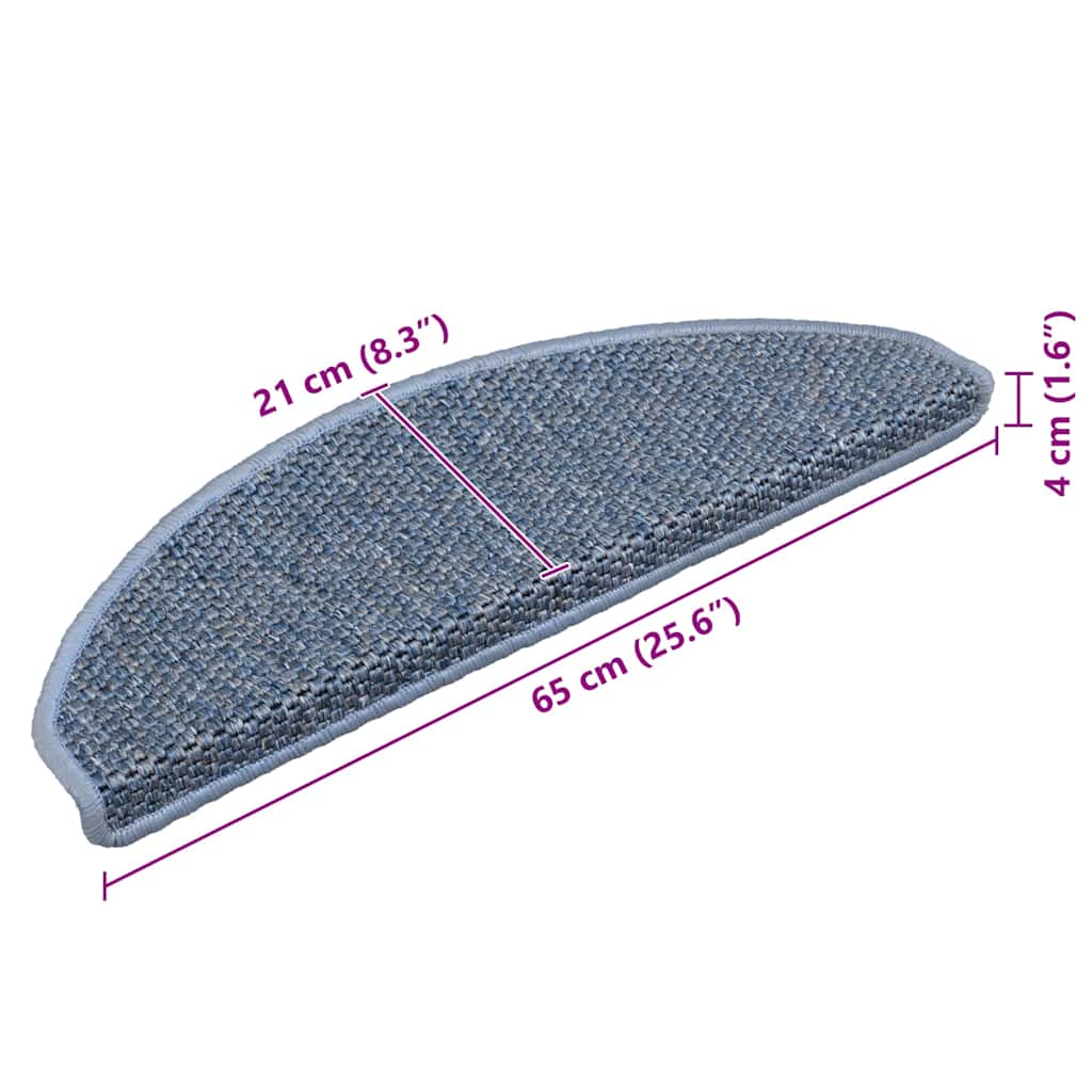 Stair Mat | Set of 15 | Blue | 89% polypropylene, 5% polyester, 6% cotton