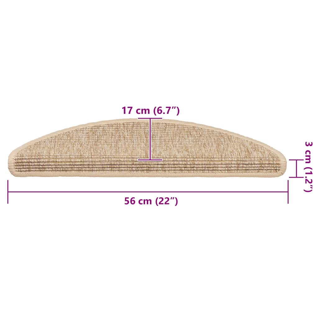 Stair Mat | Set of 15 | Light Beige | 91% polypropylene, 9% polyester