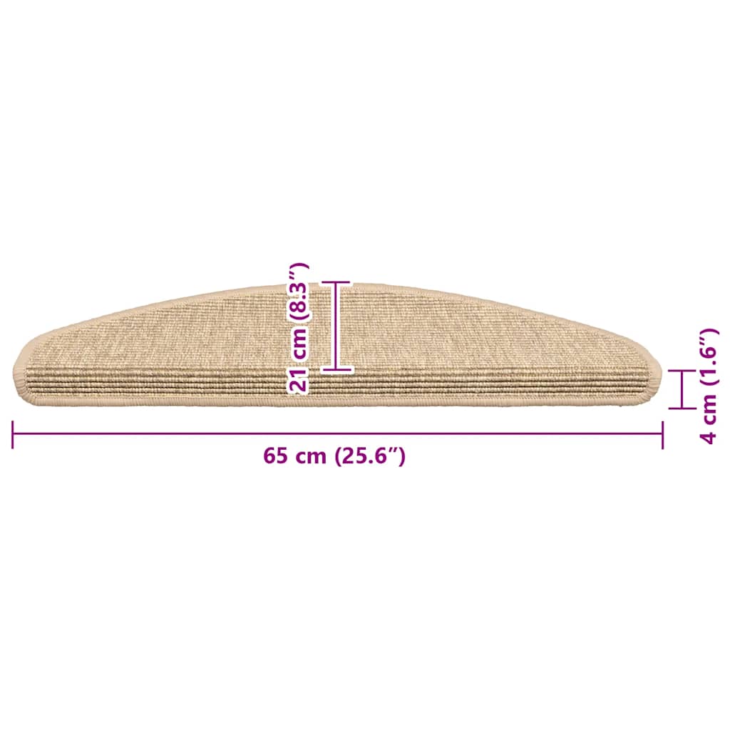 Stair Mats 15 pcs 65x21x4 cm Light Beige Half Round Large