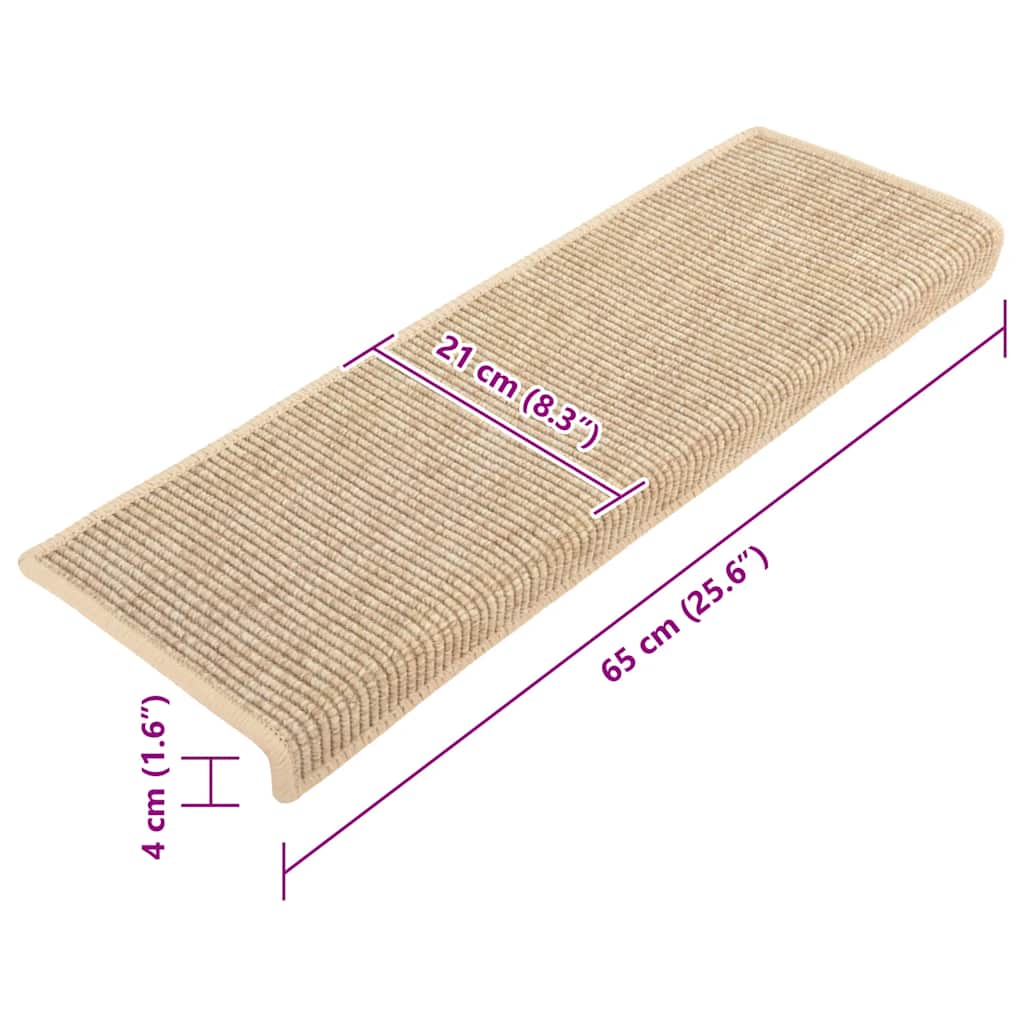Stair Mat | Set of 15 | Light beige | 91% Polypropylene, 9% Polyester