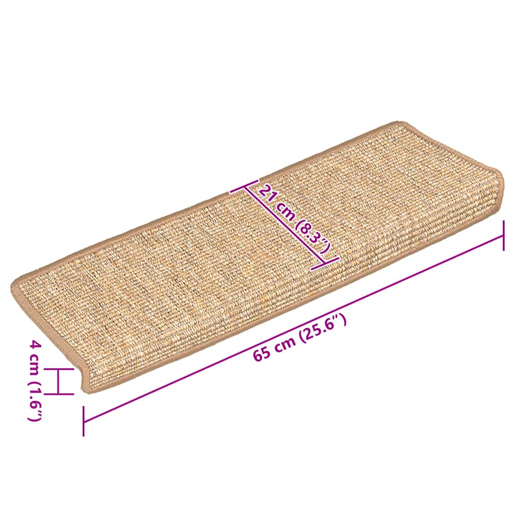 Stair Mat | Set of 15 | Light brown | 91% Polypropylene, 9% Polyester