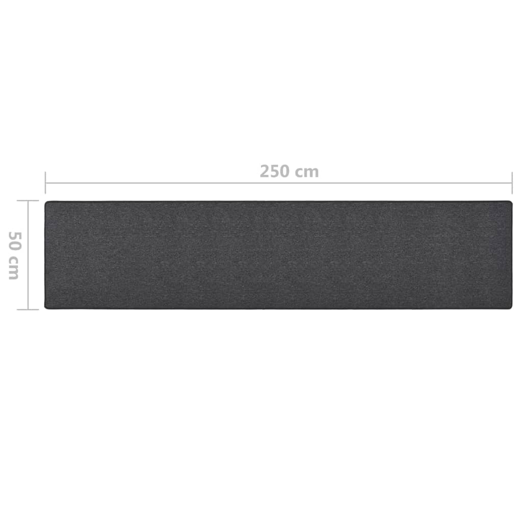 Carpet Runner | Anthracite | 100% Polypropylene | 50x250 cm | Non-slip