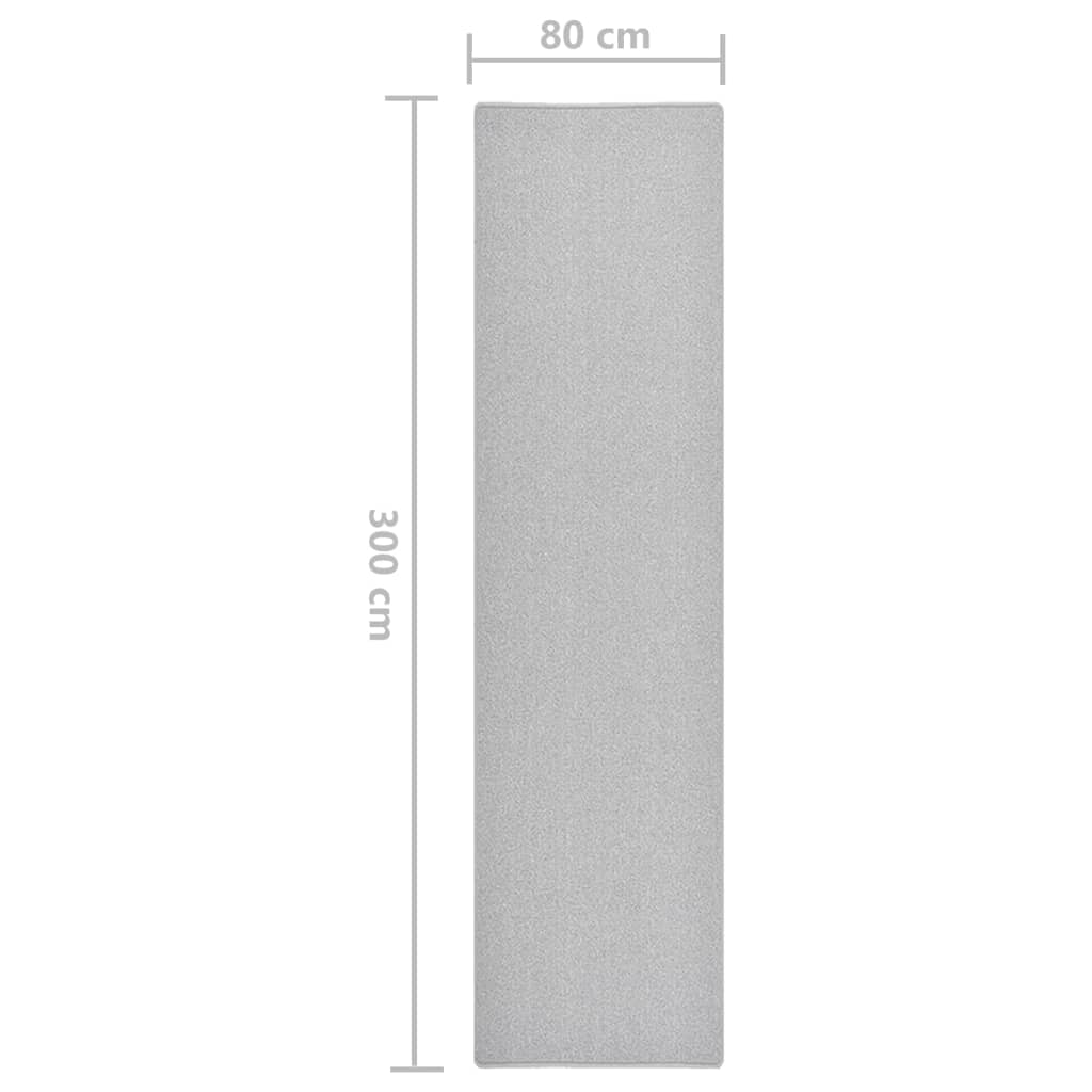 Carpet Runner | Light grey | 100% Polypropylene | 80x300 cm | Non-slip