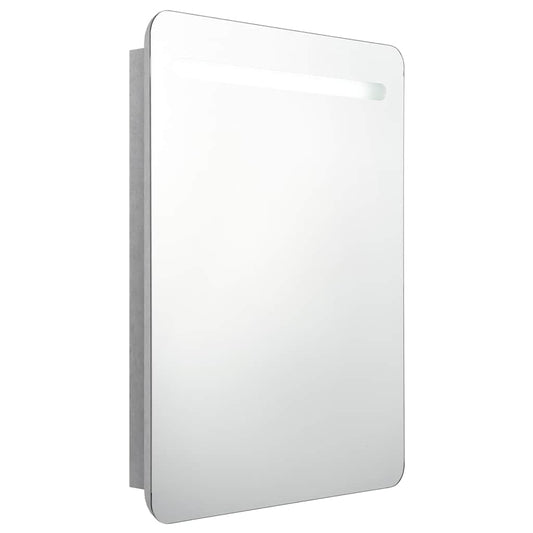 326502 vidaXL LED Bathroom Mirror Cabinet Concrete Grey 60x11x80 cm