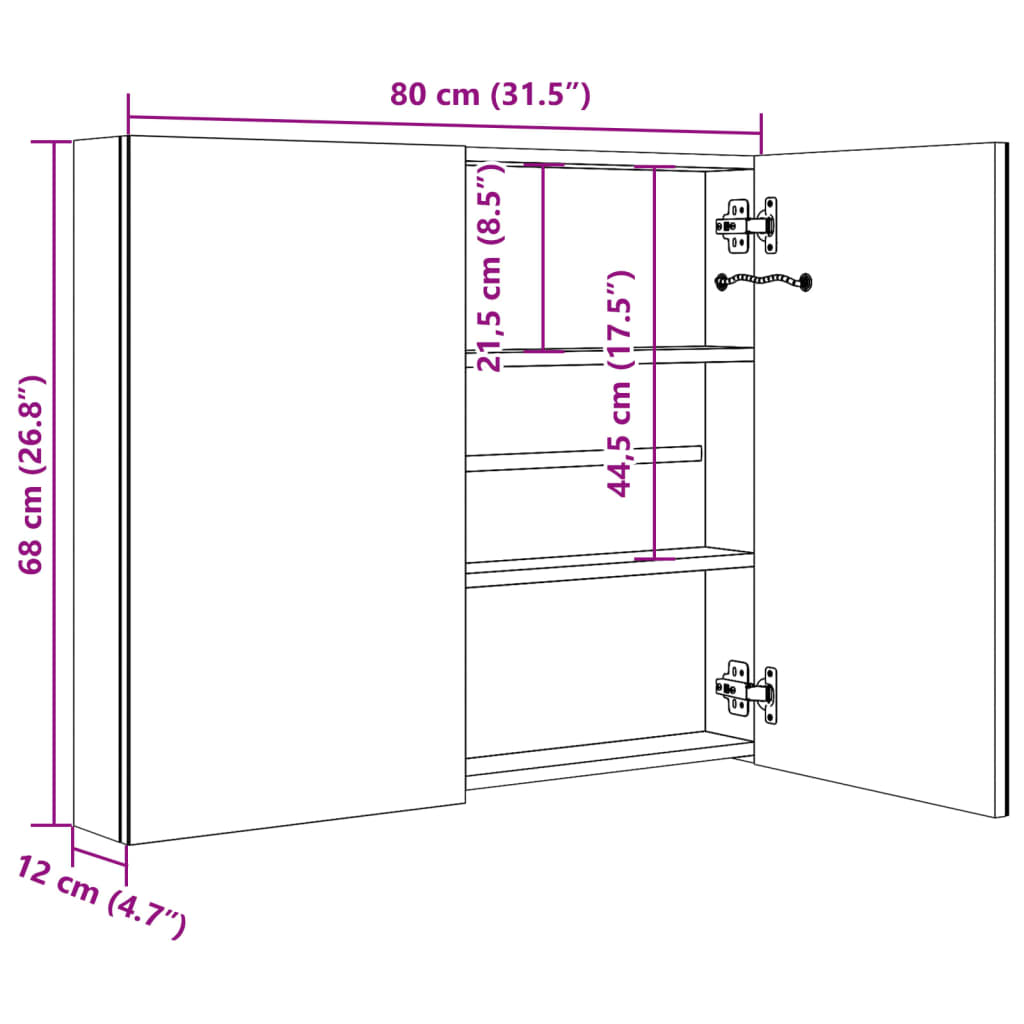 Bathroom Cabinet | Oak | MDF with melamine finish, glass | Medium