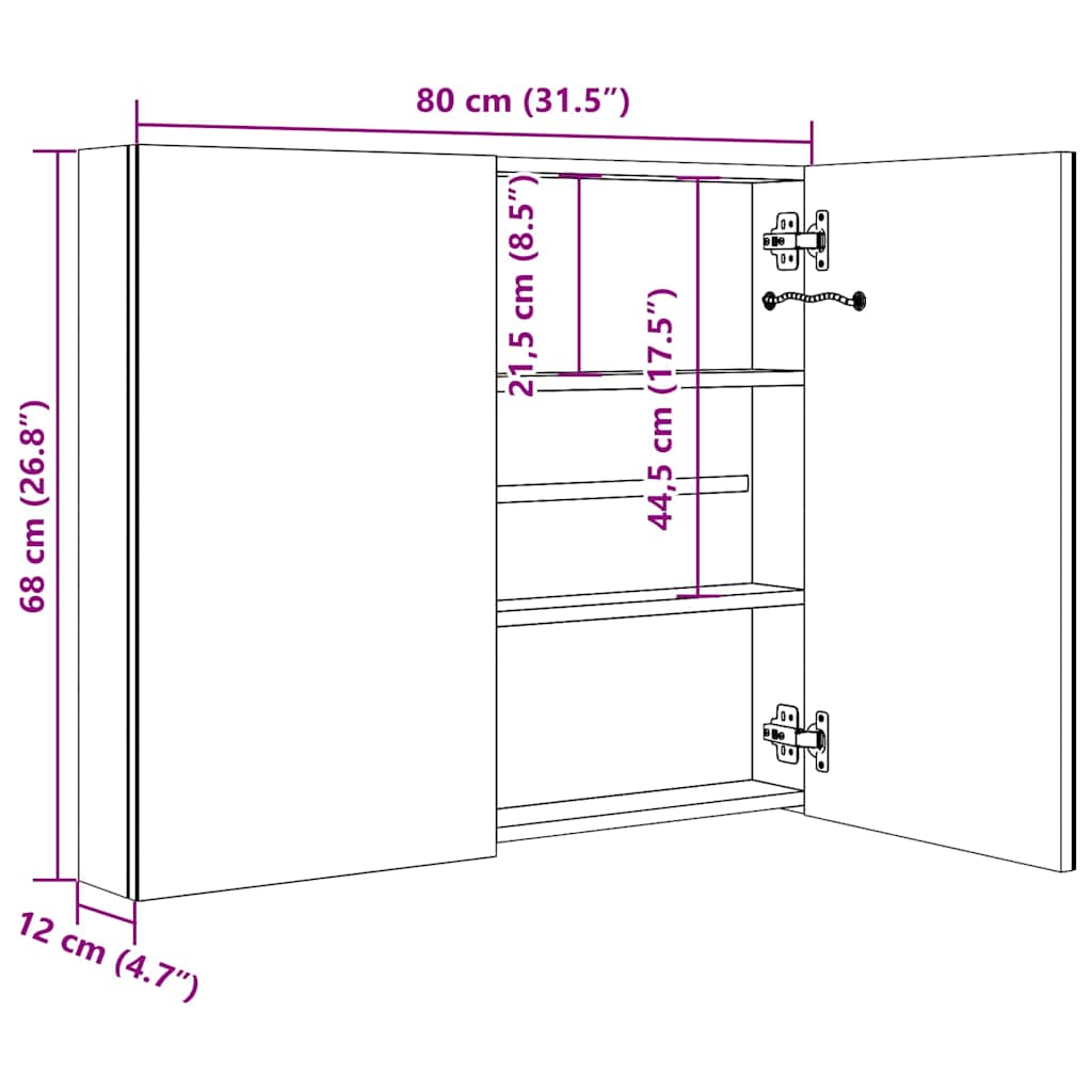 Bathroom Cabinet | Shiny White | MDF with Melamine Finish, Glass