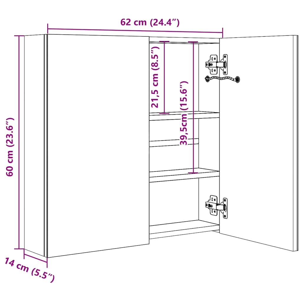 Bathroom Cabinet | Shining white | MDF with melamine finish, glass mirror