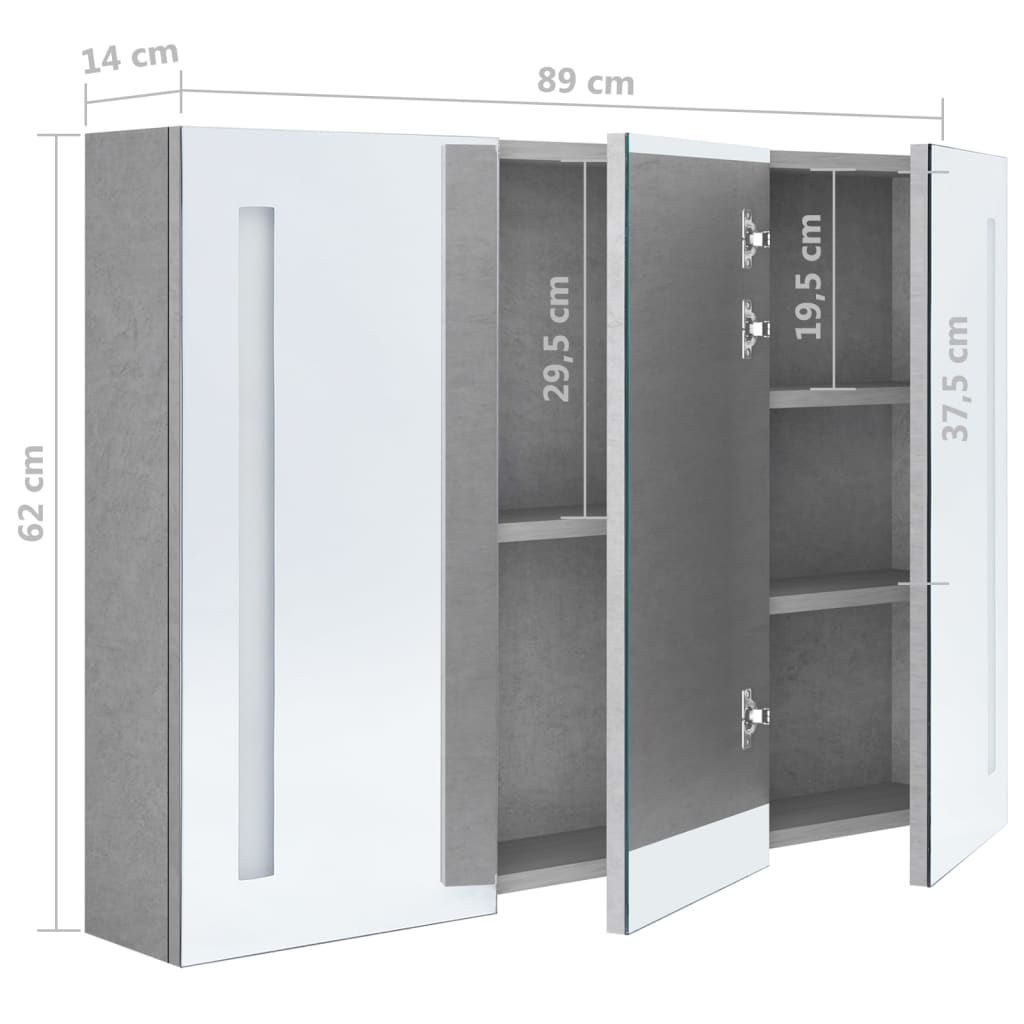 Bathroom Cabinet Concrete Gray MDF with melamine finish, glass mirror
