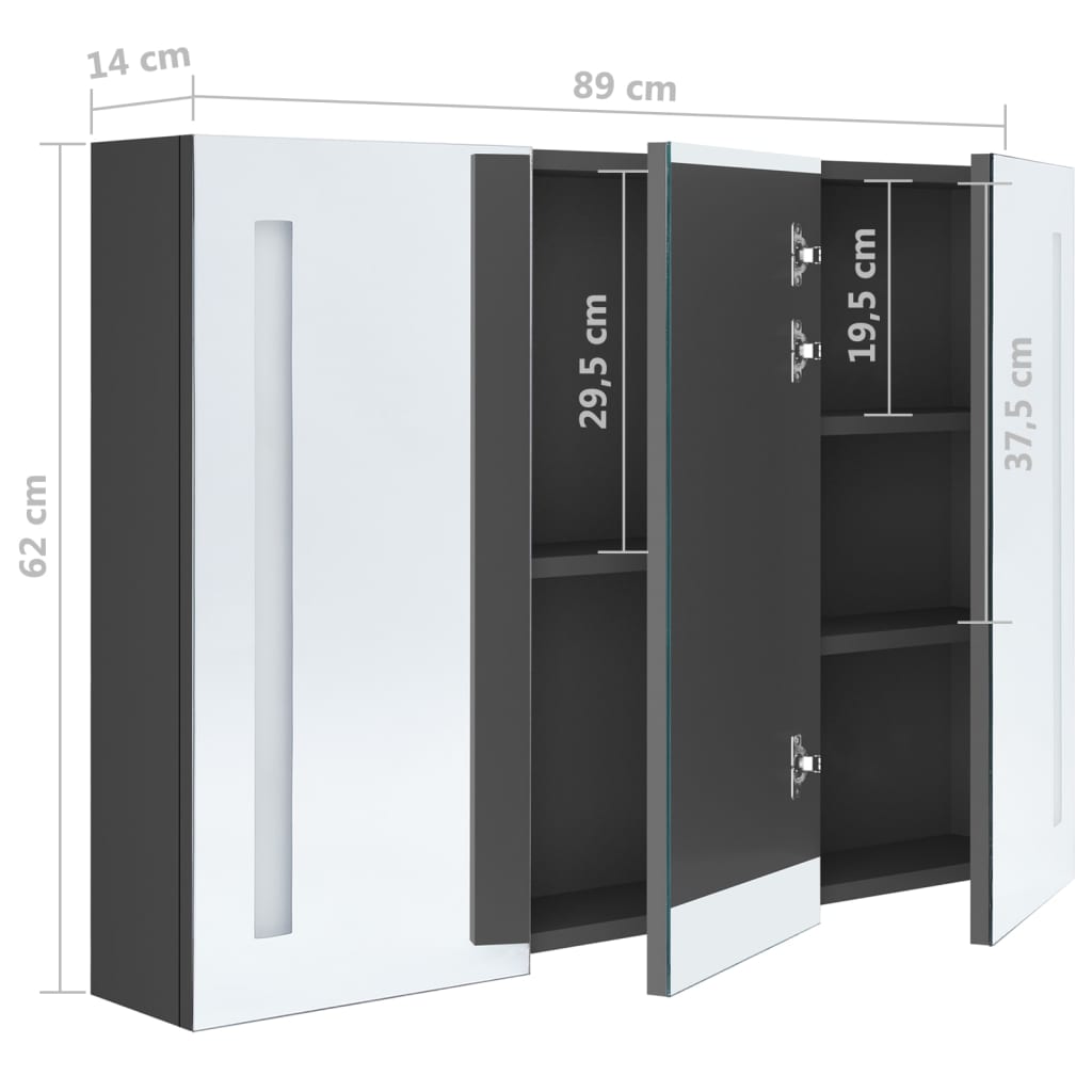 Bathroom Cabinet | Grey | MDF in melamine finish, glass mirror | Medium