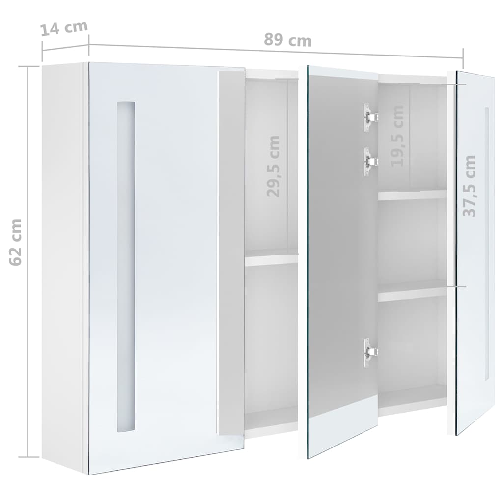 LED Bathroom Mirror Cabinet 35"x5.5"x24.4" Shining White