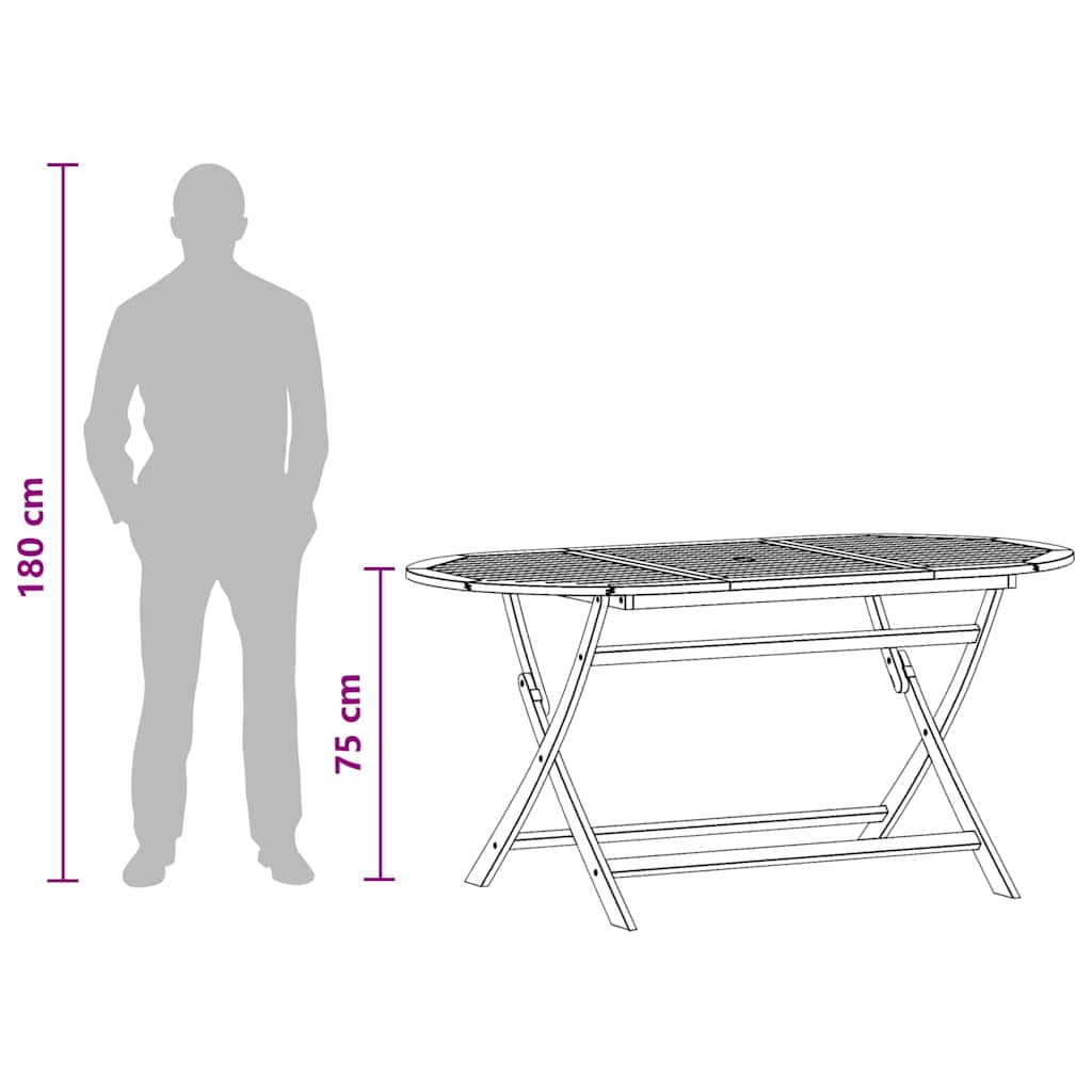 Folding Patio Table 63"x33.5"x29.5" Solid Eucalyptus Wood