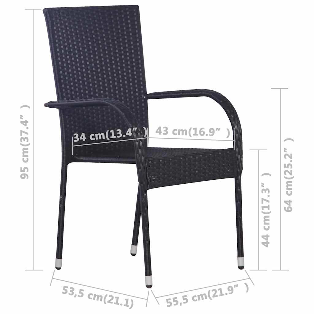 9 Piece Garden Dining Set Black