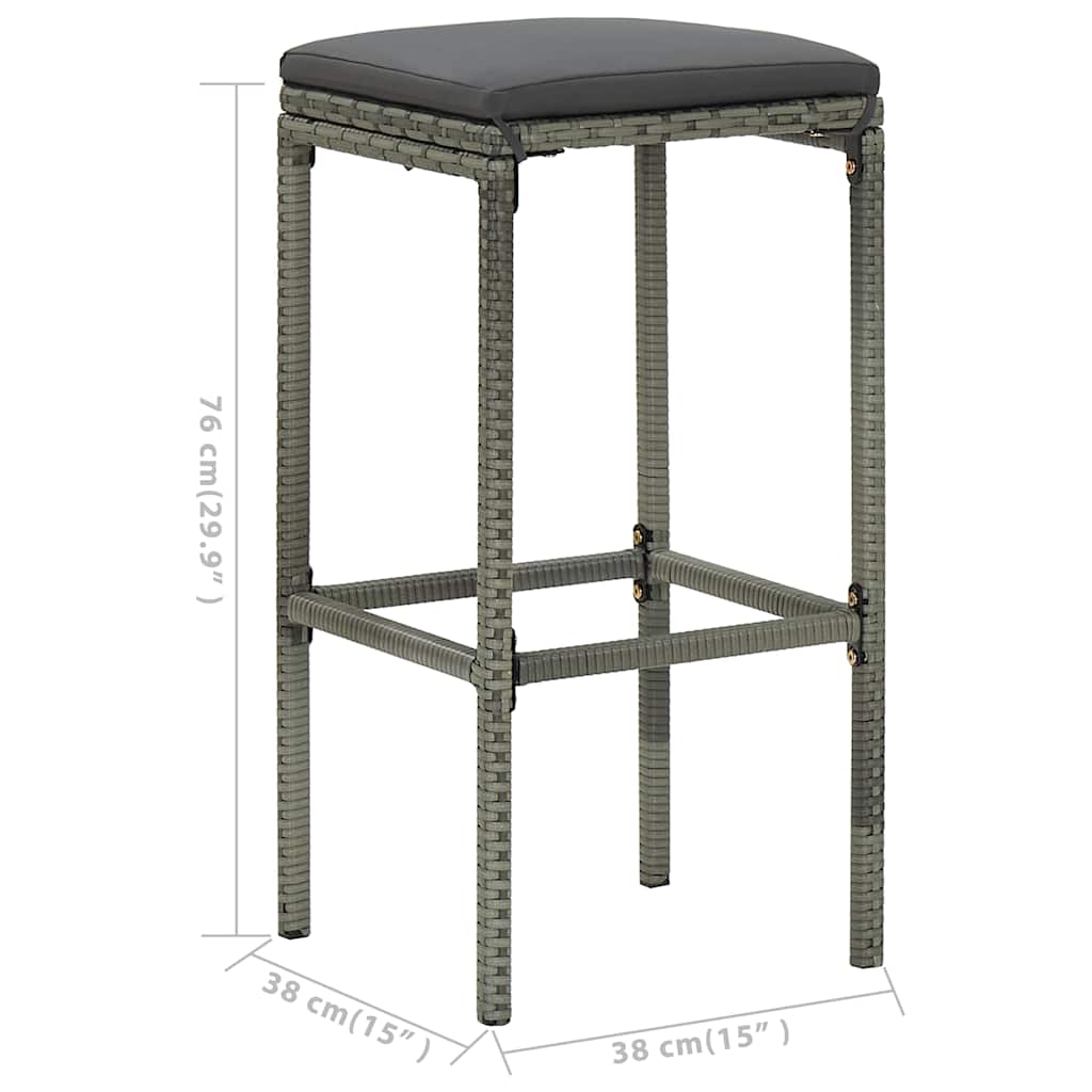 5 Piece Patio Bar Set with Cushions Gray